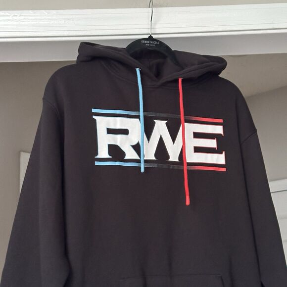NWOT Overtime RWE On Top Black Hoodie Mens Large Cotton Graphic Sweatshirt - Picture 3 of 11